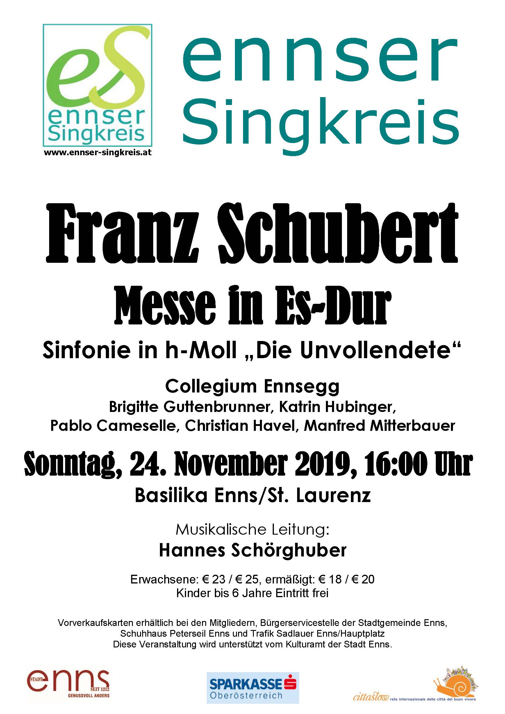 Plakat 2019 Schubert Es Dur Messe
